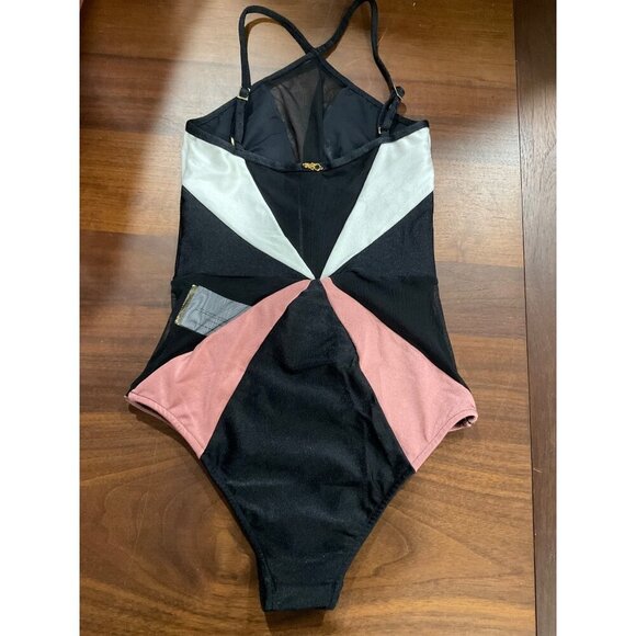 PatBO Colorblock Halter One Piece in Black white Small New Womens Swimsuit - Picture 5 of 12